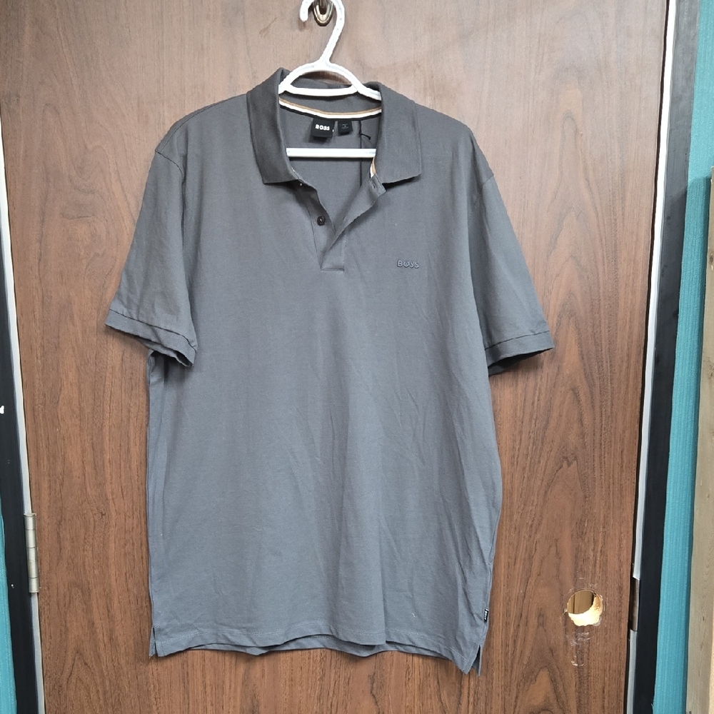 Boss Size Xxl Grey Cotton Polo T-Shirt